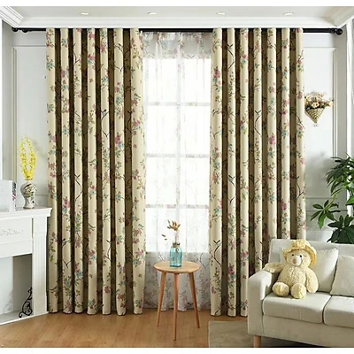 Rèm vải treo cửa họa tiết hoa lá nhiều kích thước